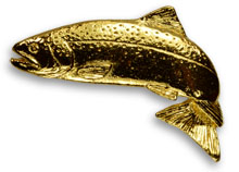 Brooch Jewelry F059 Atlantic Salmon Fish Leaping Freshwater Fish Pewter Lapel Pin 