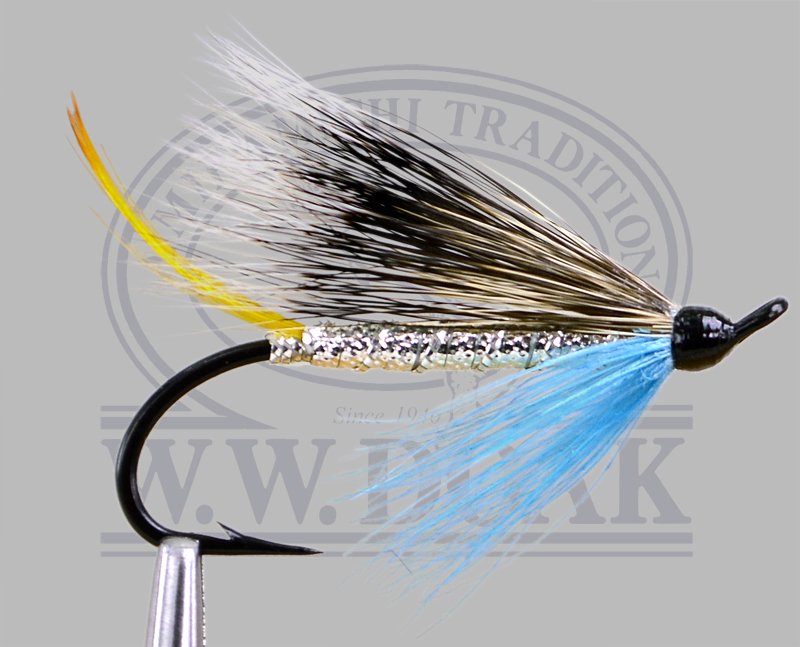 1 x salmon fly blue smelt double hook salmon steelhead hairwing you lachs 
