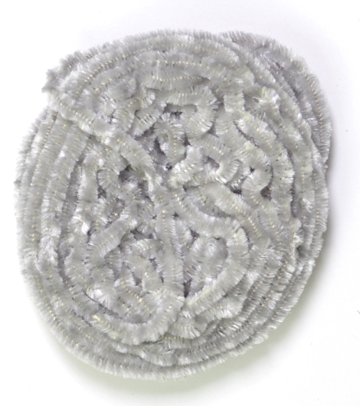 3 Yards Size 0 Round Rayon FLUORESCENT WHITE & SILVER GRAY  Danville Chenille 