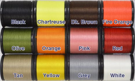 12 Spools Danville 3/0 Fly Tying Thread Red Olive & Black White 