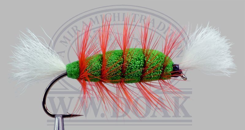Green Bomber - Orange Hackle - White Tail