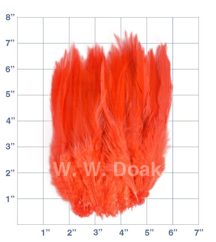Strung Saddle Hackle - 6"-7" - Hot Orange