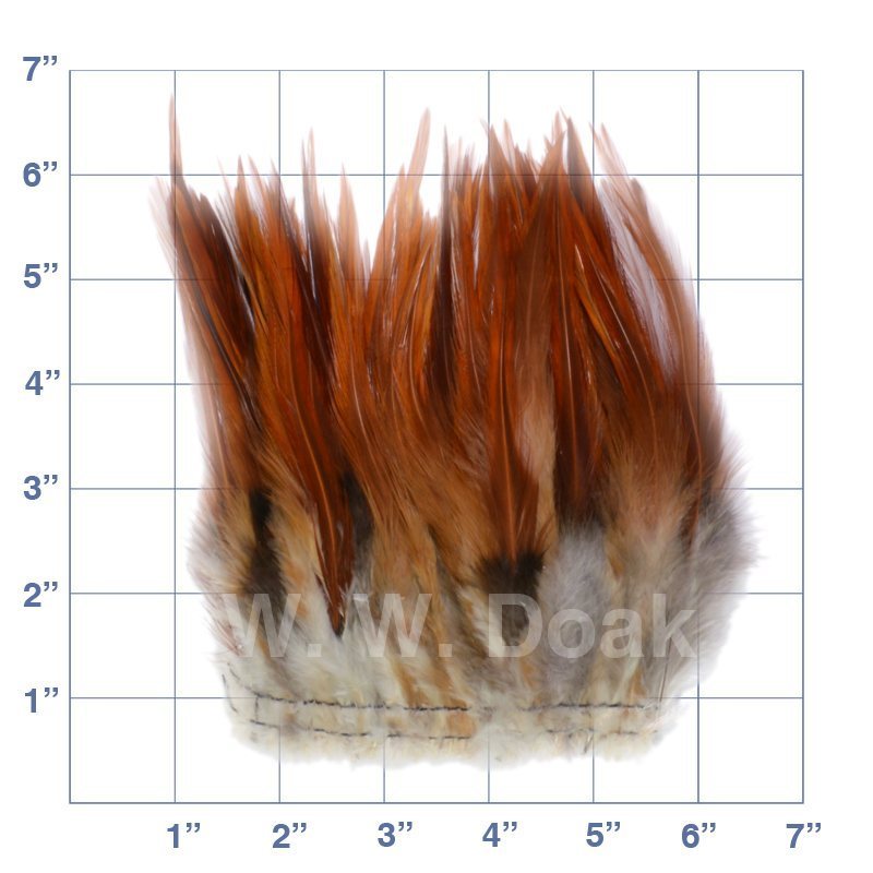 Strung Saddle Hackle - 6"-7" - Red / Brown