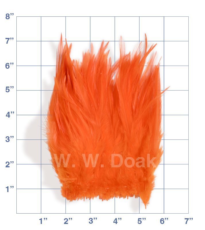 Strung Saddle Hackle - 6"-8" - Orange