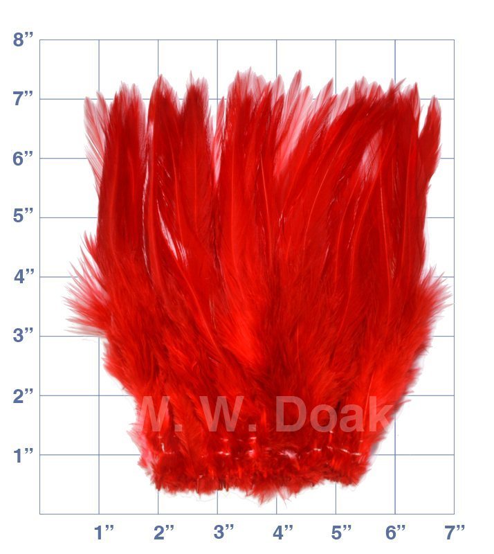 Strung Saddle Hackle - 6"-8" - Red