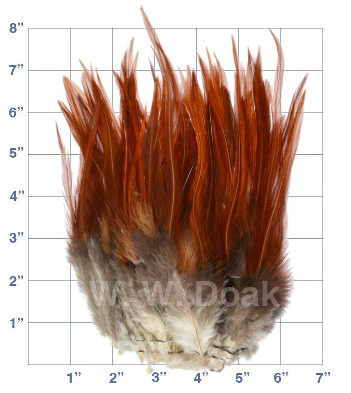 Select Strung Saddle Hackle - Red / Brown