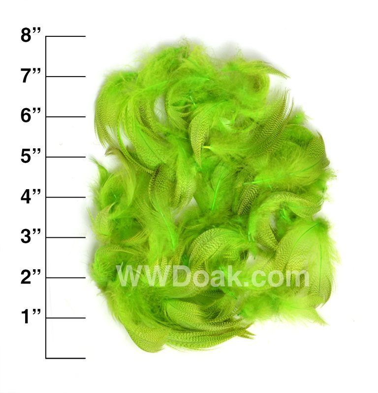 Grey Mallard Flank - Dyed - Fluorescent Green