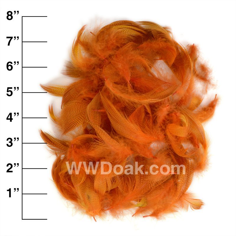 Grey Mallard Flank - Dyed - Fluorescent Orange